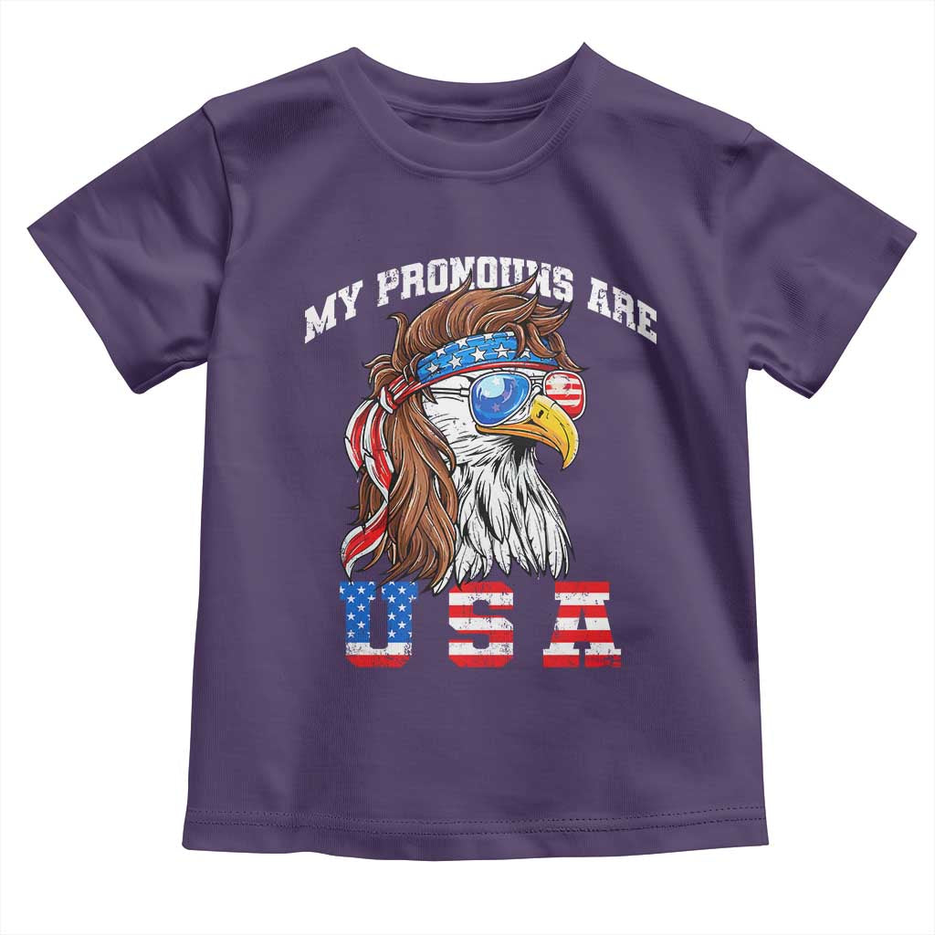 Funny 4th of July Toddler T Shirt My Pronouns Are USA Eagle American - Wonder Print Shop