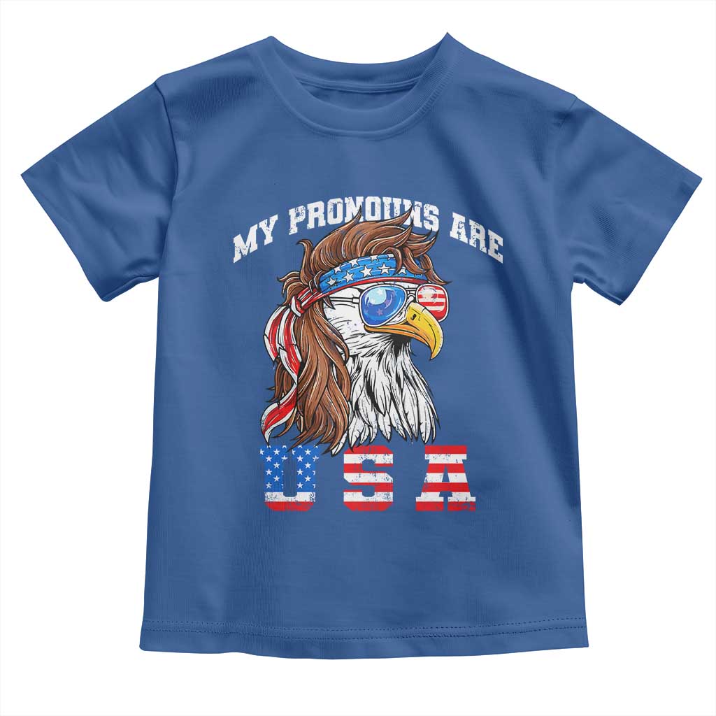 Funny 4th of July Toddler T Shirt My Pronouns Are USA Eagle American - Wonder Print Shop