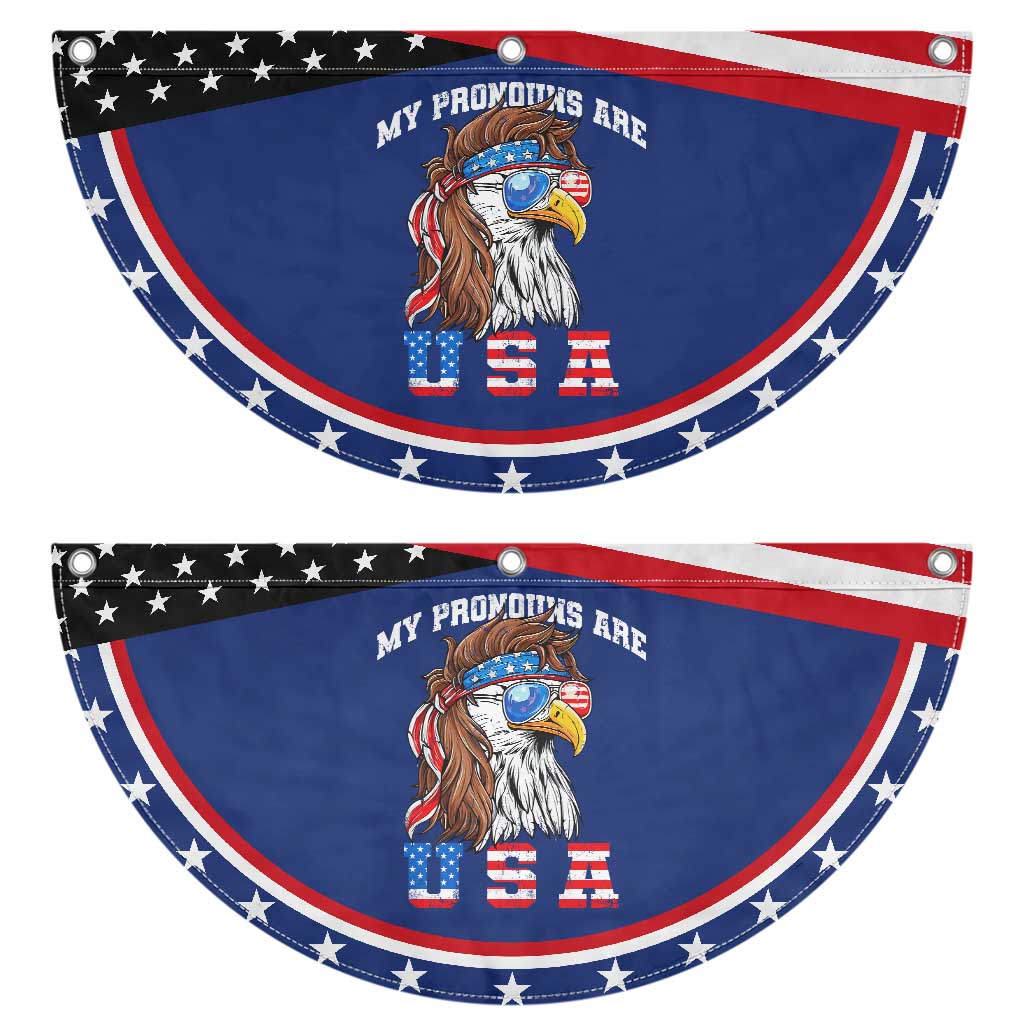 Funny 4th of July Patriotic Fan Flag My Pronouns Are USA Eagle American