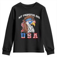 Funny 4th of July Youth Sweatshirt My Pronouns Are USA Eagle American - Wonder Print Shop