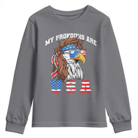 Funny 4th of July Youth Sweatshirt My Pronouns Are USA Eagle American - Wonder Print Shop