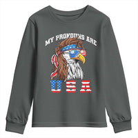 Funny 4th of July Youth Sweatshirt My Pronouns Are USA Eagle American - Wonder Print Shop