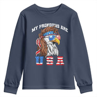 Funny 4th of July Youth Sweatshirt My Pronouns Are USA Eagle American - Wonder Print Shop