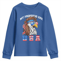 Funny 4th of July Youth Sweatshirt My Pronouns Are USA Eagle American - Wonder Print Shop