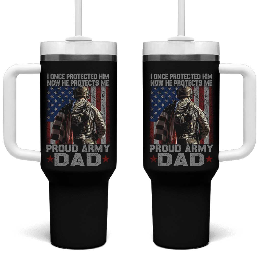 Proud Army Dad Tumbler With Handle I Once Protected Him Now He Protects Me - Wonder Print Shop