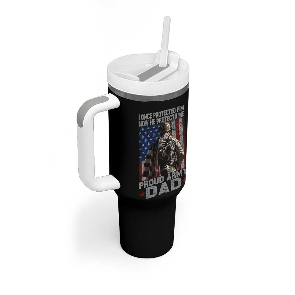 Proud Army Dad Tumbler With Handle I Once Protected Him Now He Protects Me - Wonder Print Shop