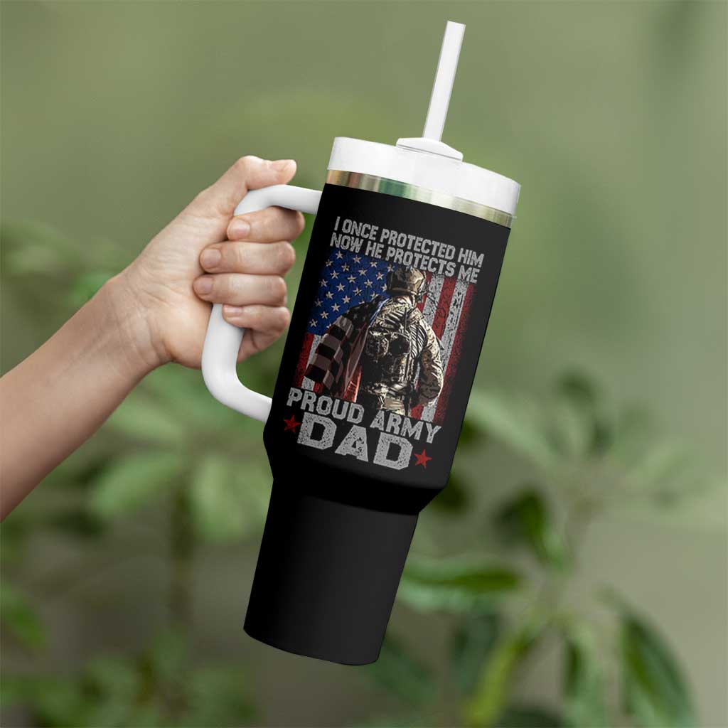 Proud Army Dad Tumbler With Handle I Once Protected Him Now He Protects Me - Wonder Print Shop