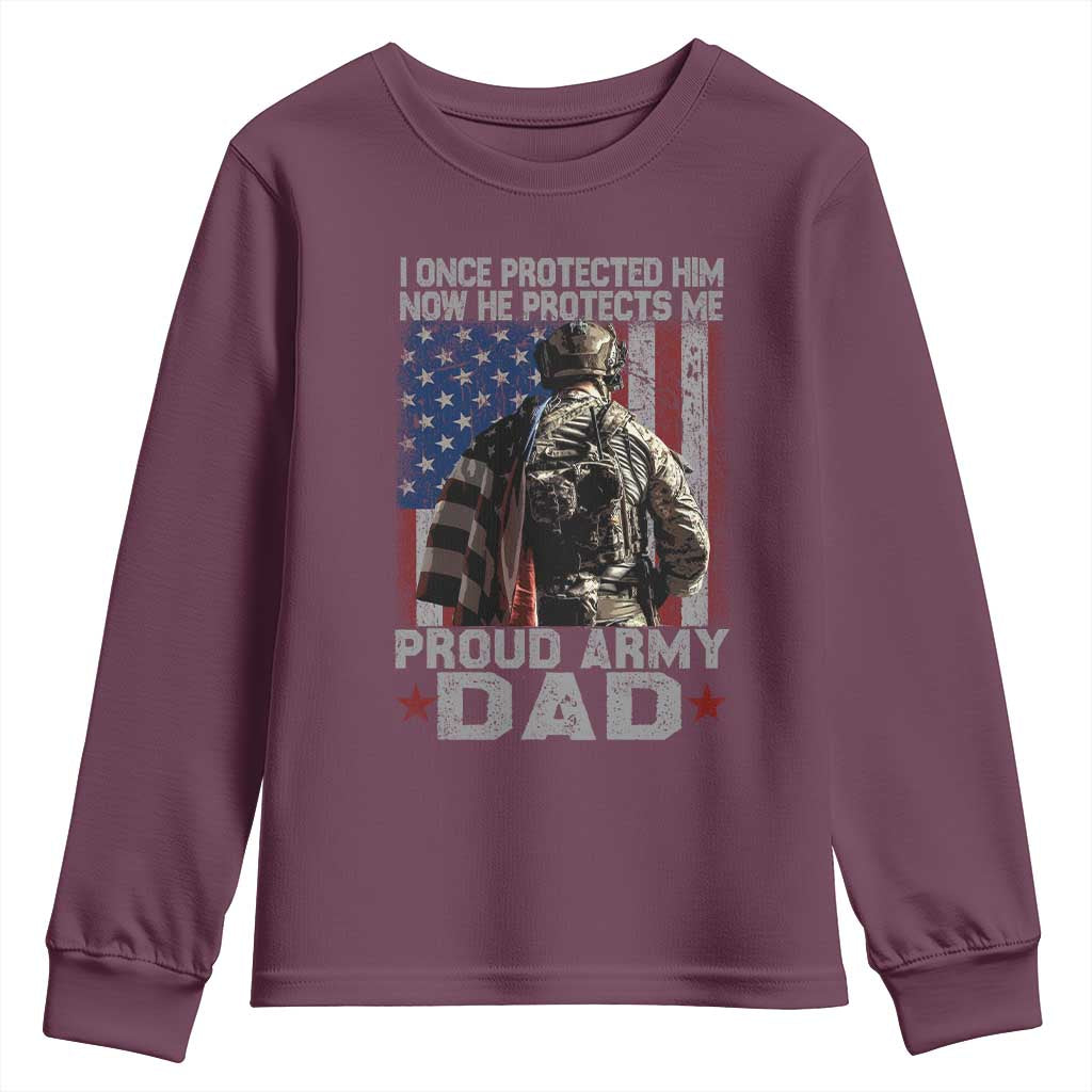 Proud Army Dad Youth Sweatshirt I Once Protected Him Now He Protects Me - Wonder Print Shop