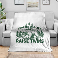 Support Wildlife Raise Twins Throw Blanket Twin Parent Mom Dad Bear Family