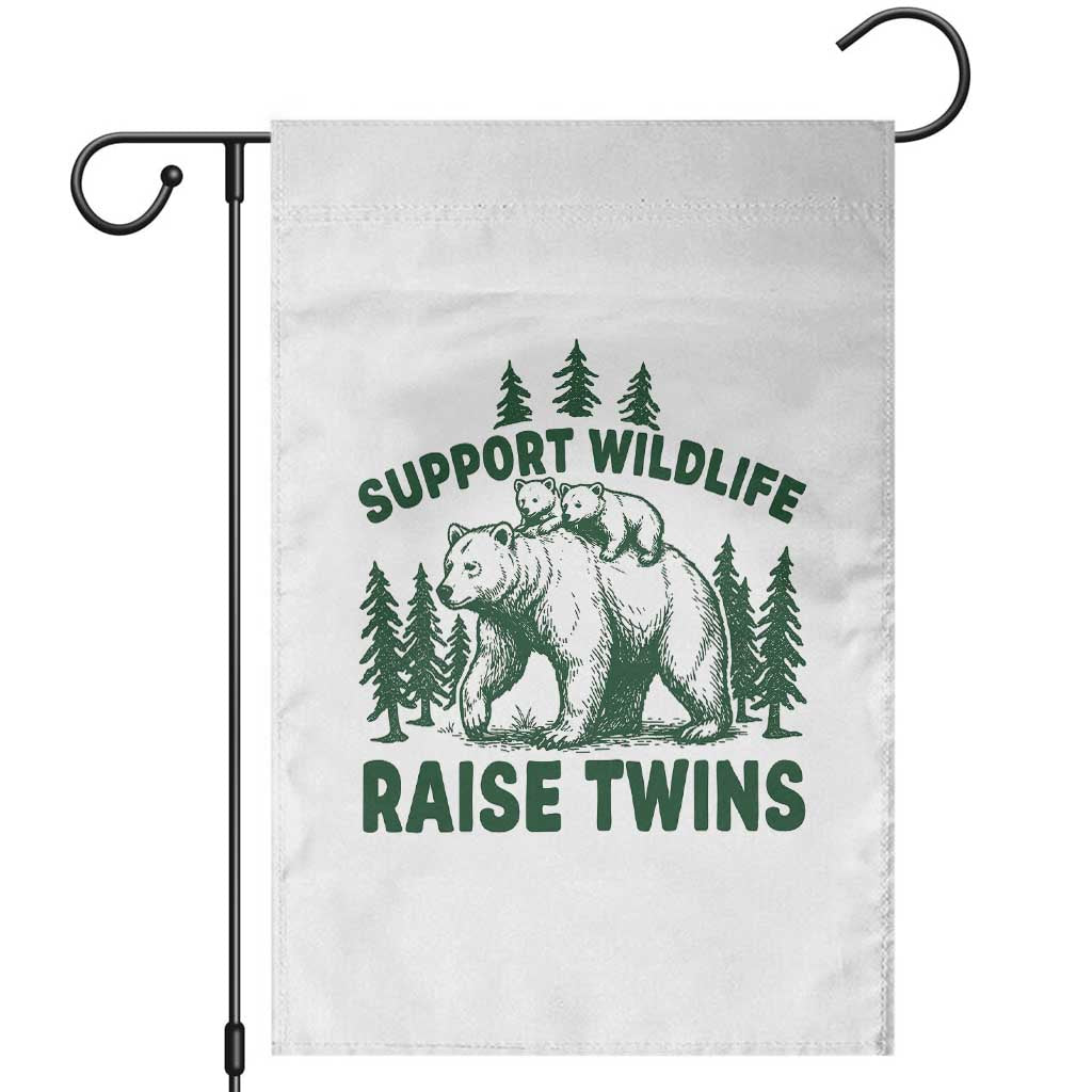 Support Wildlife Raise Twins Garden Flag Twin Parent Mom Dad Bear Family