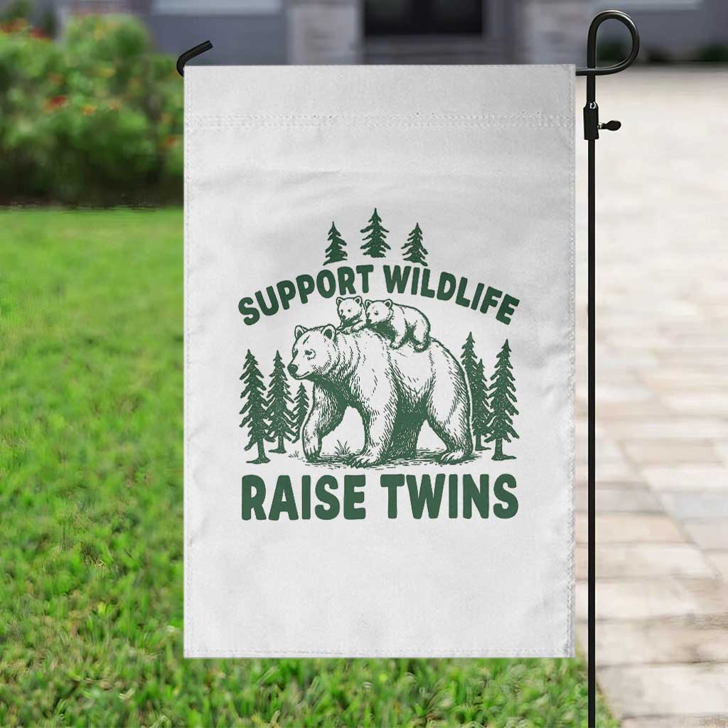 Support Wildlife Raise Twins Garden Flag Twin Parent Mom Dad Bear Family