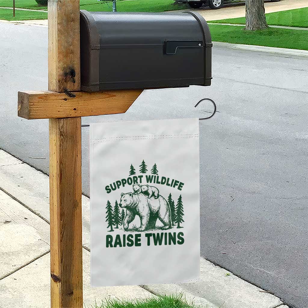 Support Wildlife Raise Twins Garden Flag Twin Parent Mom Dad Bear Family