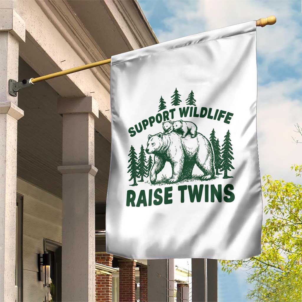 Support Wildlife Raise Twins Garden Flag Twin Parent Mom Dad Bear Family