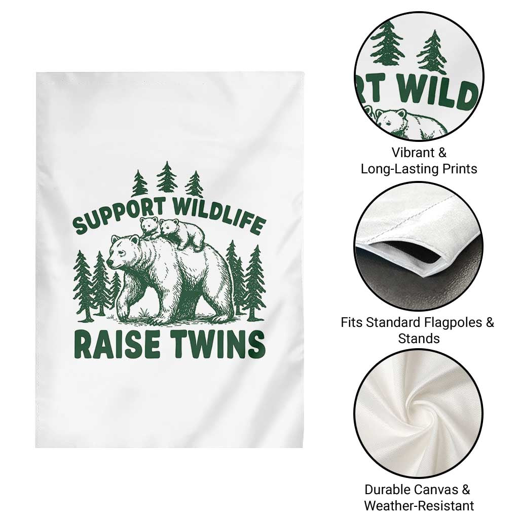 Support Wildlife Raise Twins Garden Flag Twin Parent Mom Dad Bear Family
