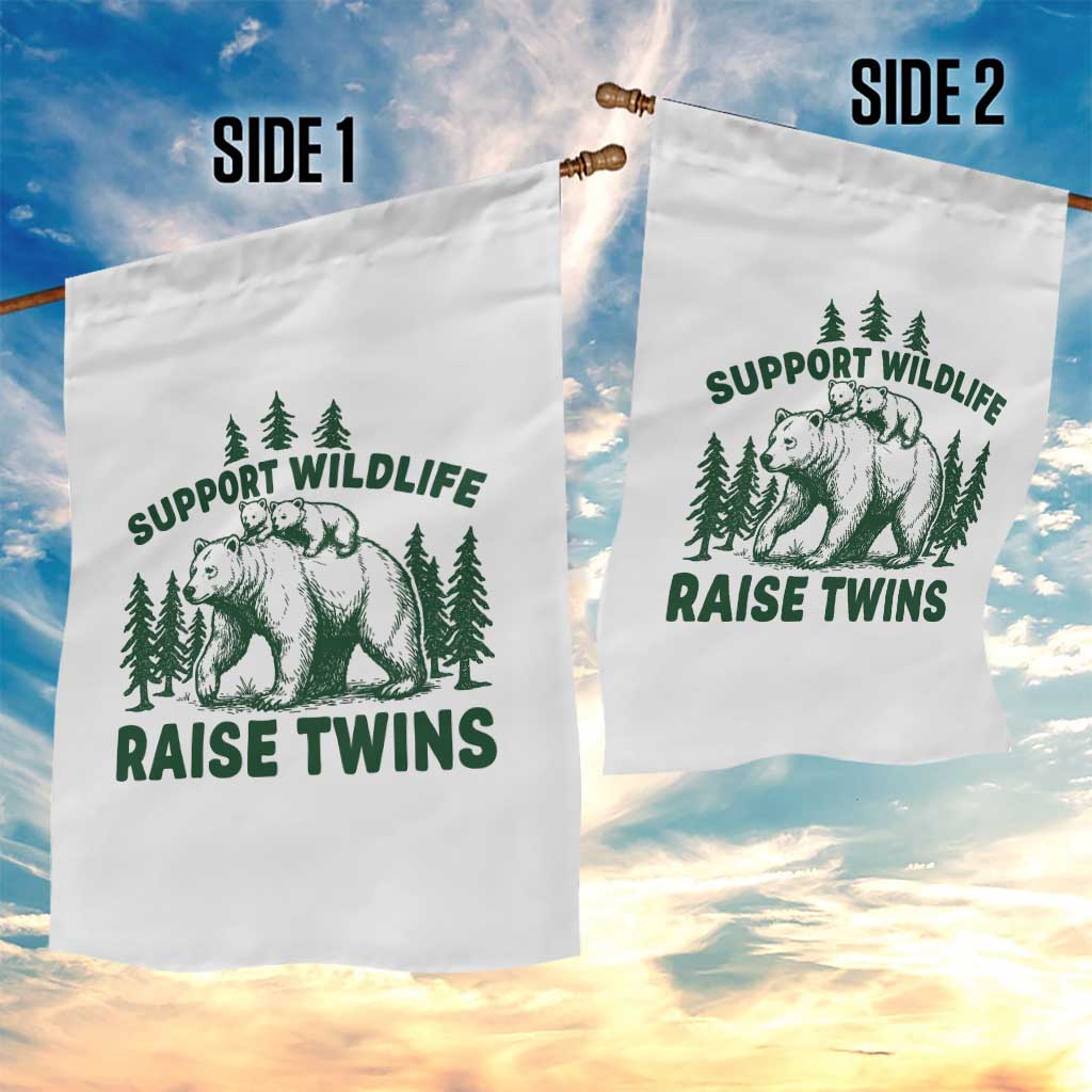Support Wildlife Raise Twins Garden Flag Twin Parent Mom Dad Bear Family