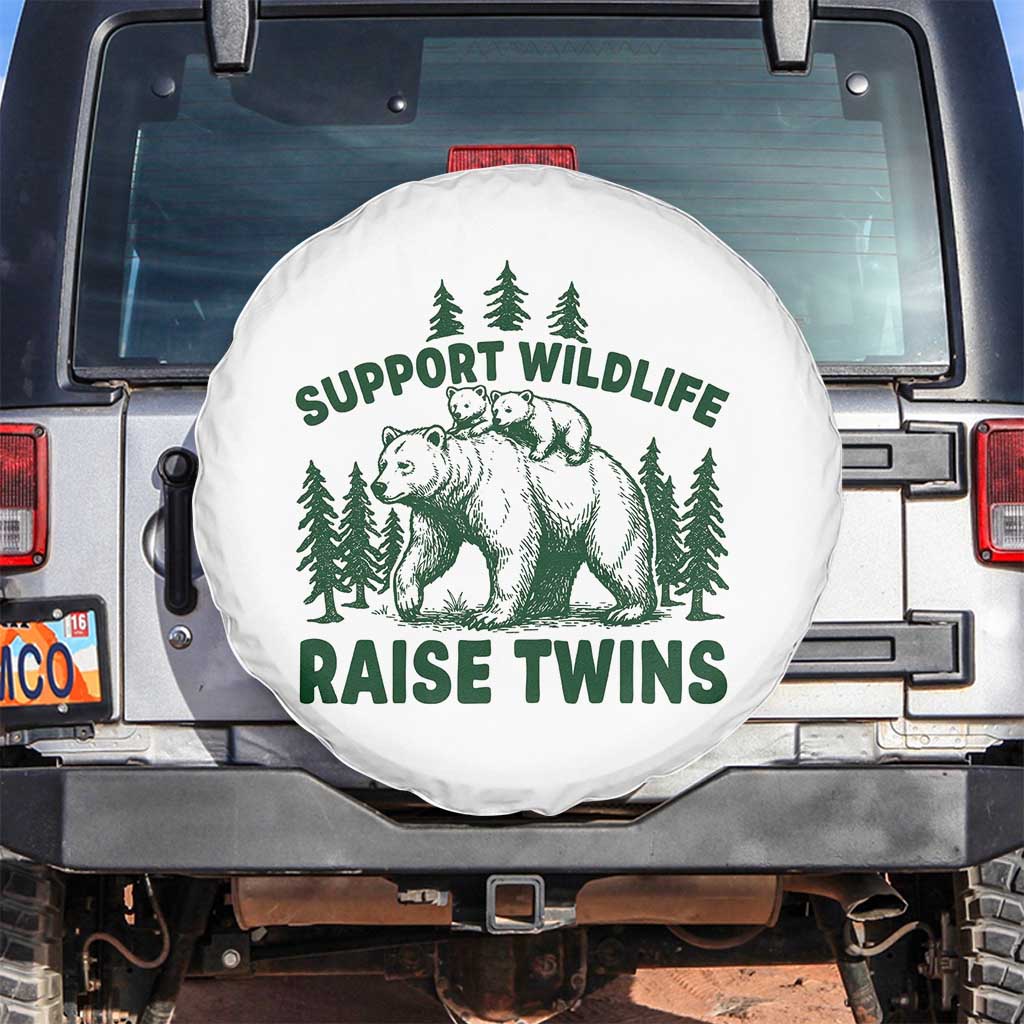 Support Wildlife Raise Twins Spare Tire Cover Twin Parent Mom Dad Bear Family