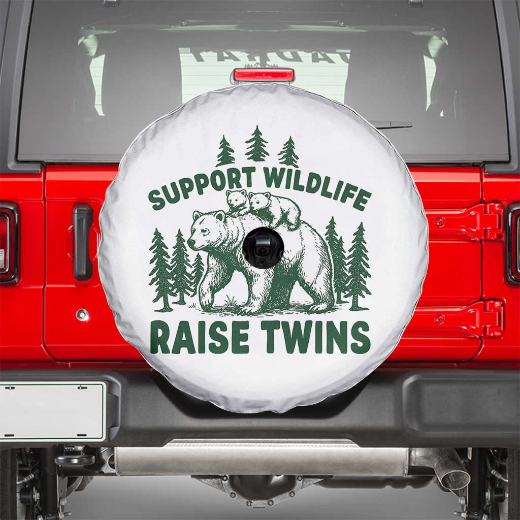 Support Wildlife Raise Twins Spare Tire Cover Twin Parent Mom Dad Bear Family