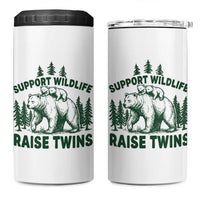Support Wildlife Raise Twins 4 in 1 Can Cooler Tumbler Twin Parent Mom Dad Bear Family