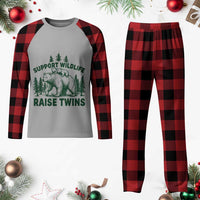 Support Wildlife Raise Twins Plaid Pajama Set Twin Parent Mom Dad Bear Family