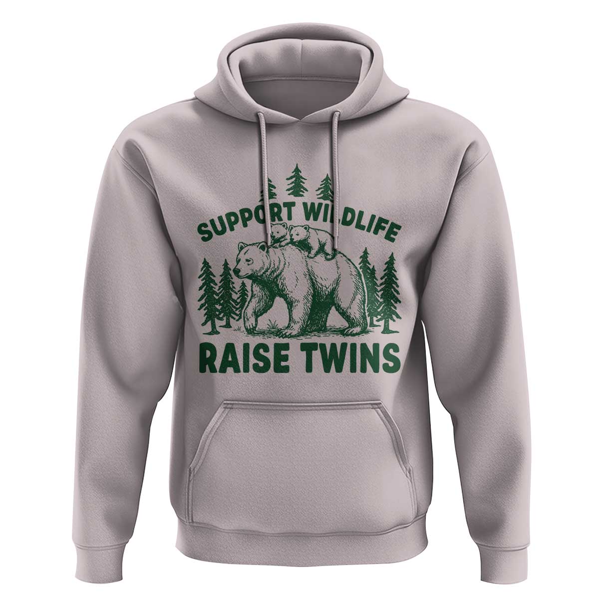 Support Wildlife Raise Twins Hoodie Twin Parent Mom Dad Bear Family