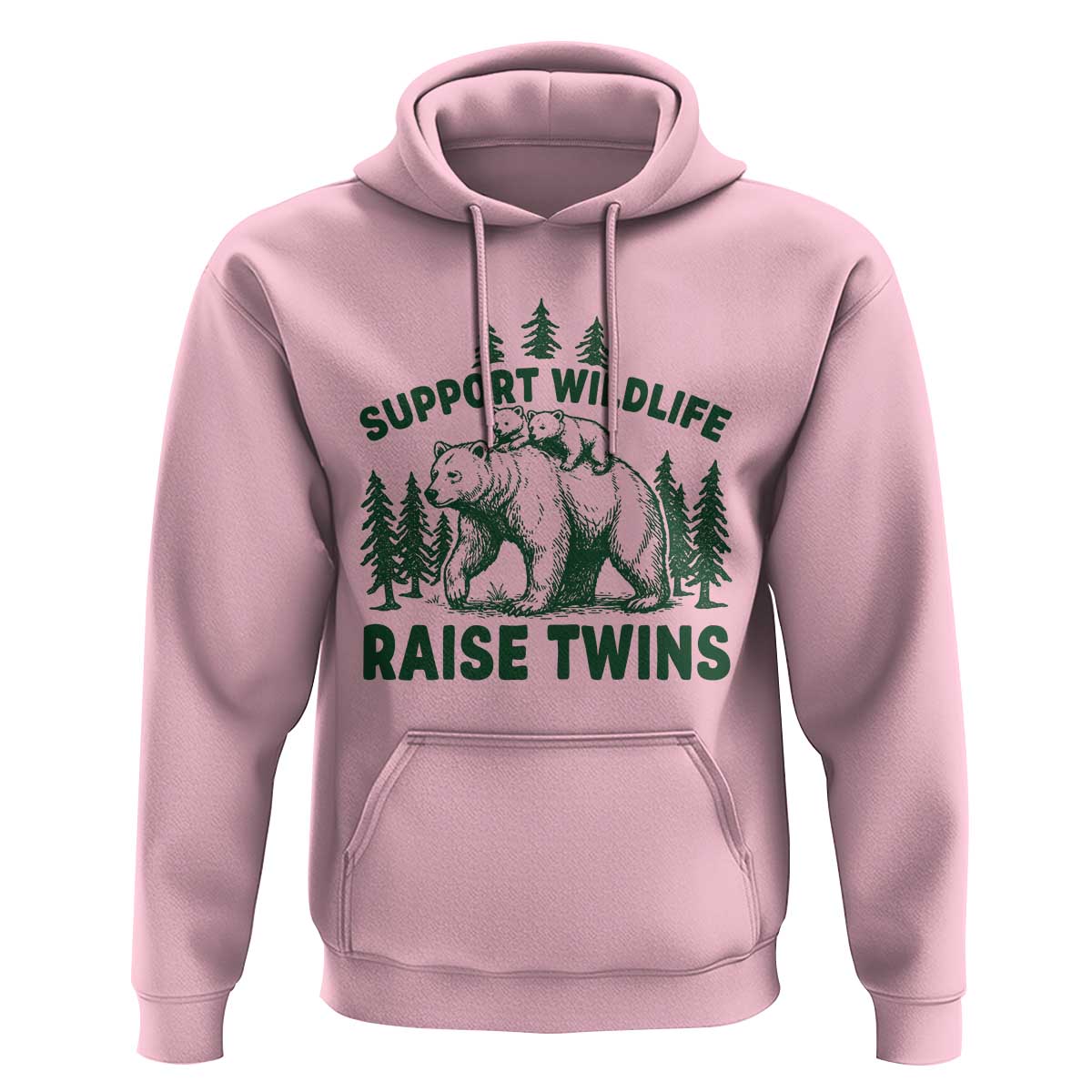 Support Wildlife Raise Twins Hoodie Twin Parent Mom Dad Bear Family
