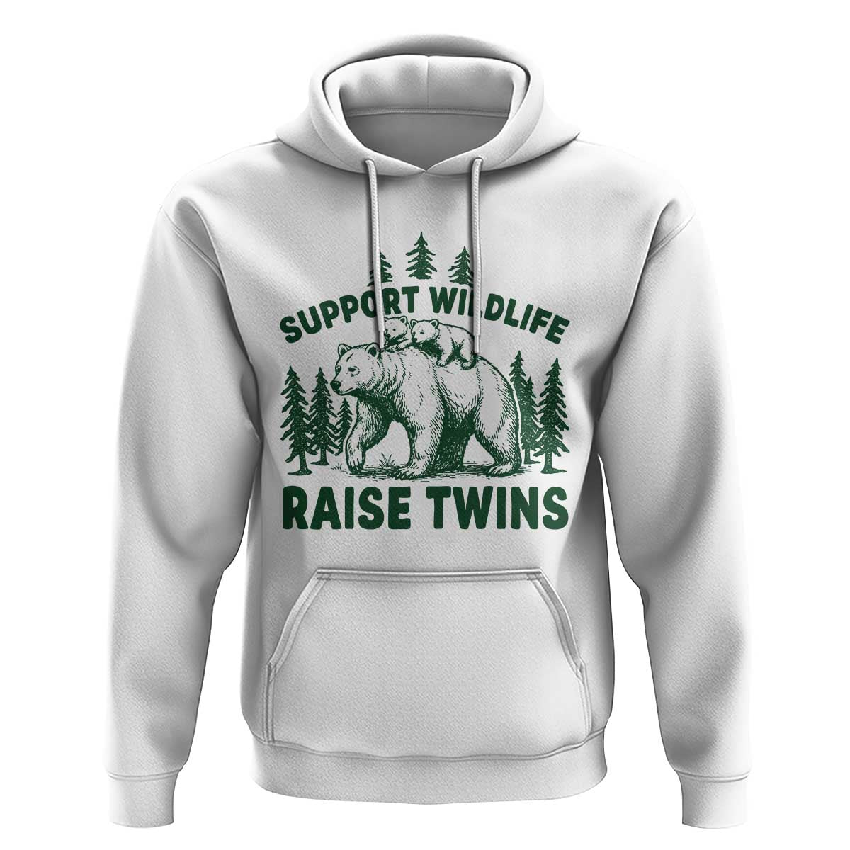 Support Wildlife Raise Twins Hoodie Twin Parent Mom Dad Bear Family
