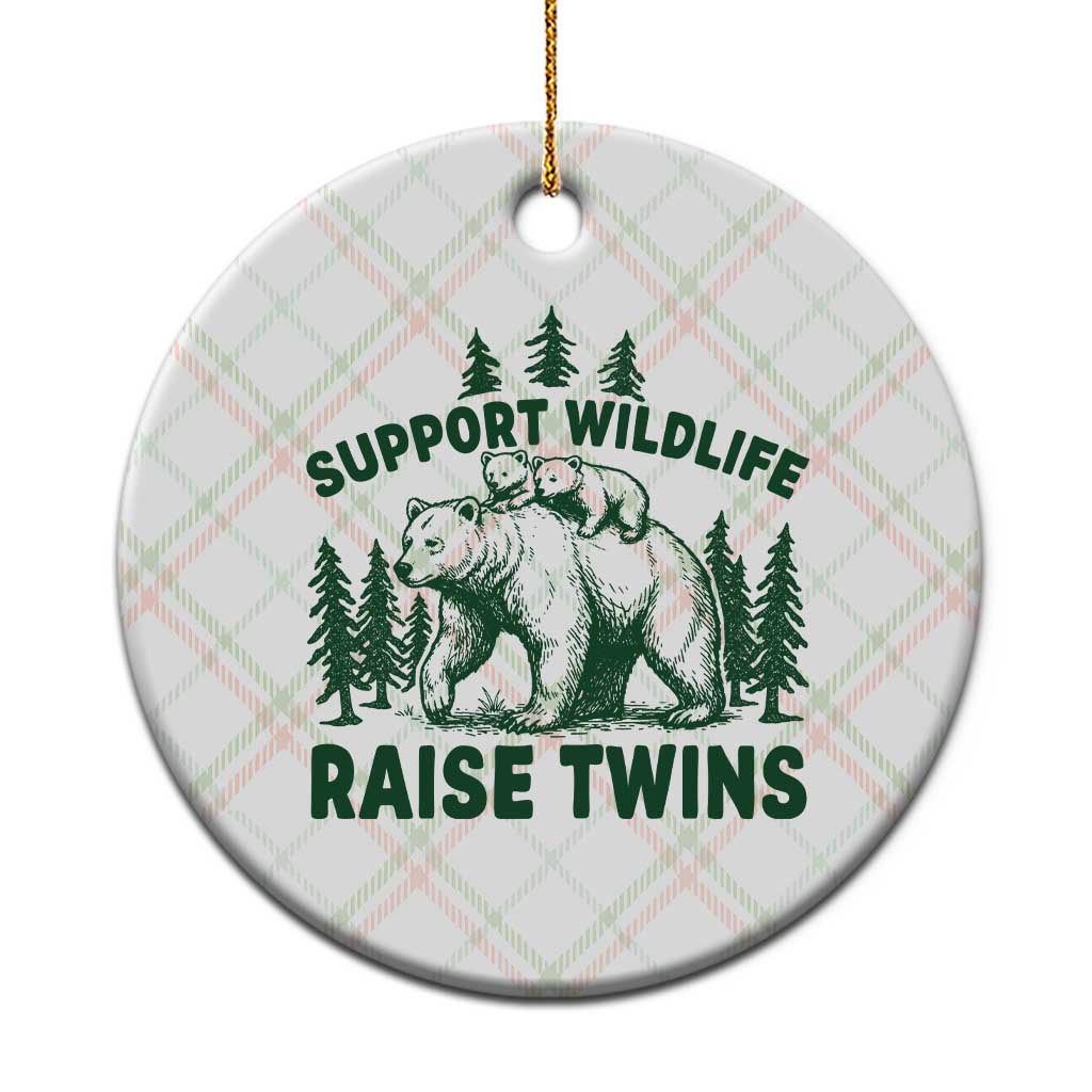 Support Wildlife Raise Twins Ceramic Ornament Twin Parent Mom Dad Bear Family