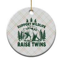 Support Wildlife Raise Twins Ceramic Ornament Twin Parent Mom Dad Bear Family