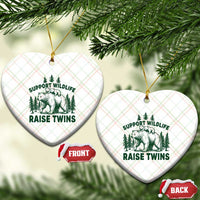 Support Wildlife Raise Twins Ceramic Ornament Twin Parent Mom Dad Bear Family