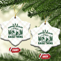 Support Wildlife Raise Twins Ceramic Ornament Twin Parent Mom Dad Bear Family