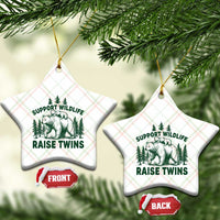 Support Wildlife Raise Twins Ceramic Ornament Twin Parent Mom Dad Bear Family