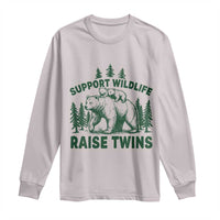 Support Wildlife Raise Twins Long Sleeve Shirt Twin Parent Mom Dad Bear Family