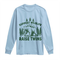 Support Wildlife Raise Twins Long Sleeve Shirt Twin Parent Mom Dad Bear Family