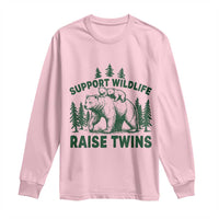 Support Wildlife Raise Twins Long Sleeve Shirt Twin Parent Mom Dad Bear Family