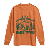 Support Wildlife Raise Twins Long Sleeve Shirt Twin Parent Mom Dad Bear Family
