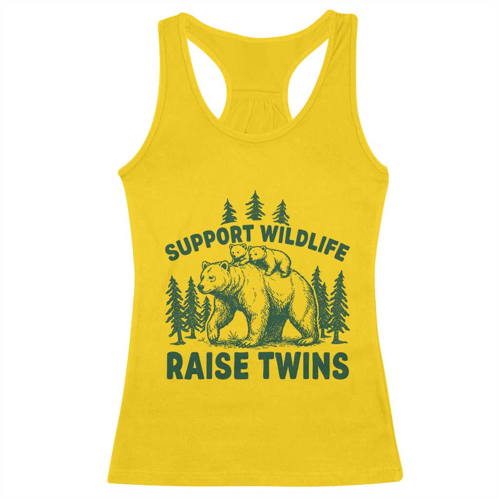 Support Wildlife Raise Twins Racerback Tank Top Twin Parent Mom Dad Bear Family