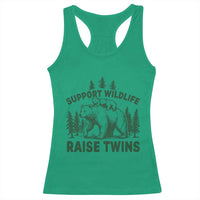 Support Wildlife Raise Twins Racerback Tank Top Twin Parent Mom Dad Bear Family