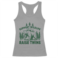 Support Wildlife Raise Twins Racerback Tank Top Twin Parent Mom Dad Bear Family