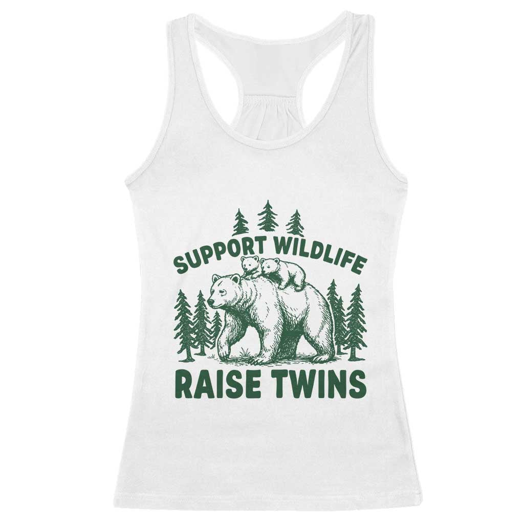 Support Wildlife Raise Twins Racerback Tank Top Twin Parent Mom Dad Bear Family