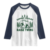 Support Wildlife Raise Twins Raglan Shirt Twin Parent Mom Dad Bear Family