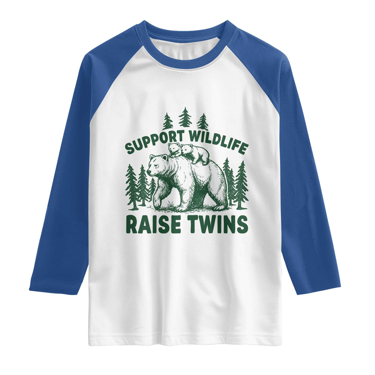 Support Wildlife Raise Twins Raglan Shirt Twin Parent Mom Dad Bear Family