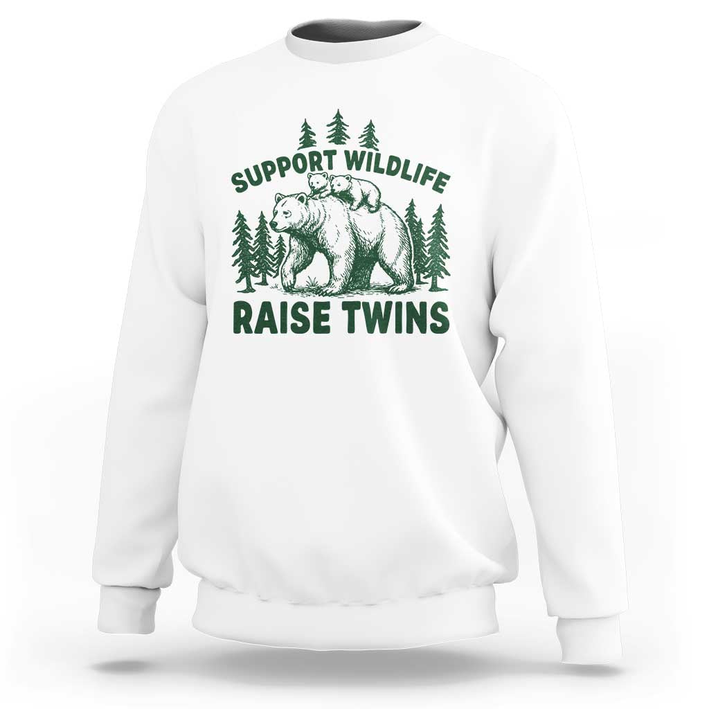 Support Wildlife Raise Twins Sweatshirt Twin Parent Mom Dad Bear Family