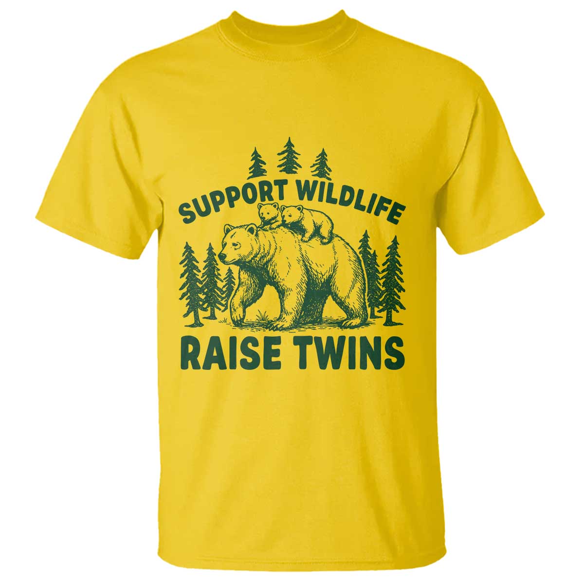 Support Wildlife Raise Twins T Shirt Twin Parent Mom Dad Bear Family