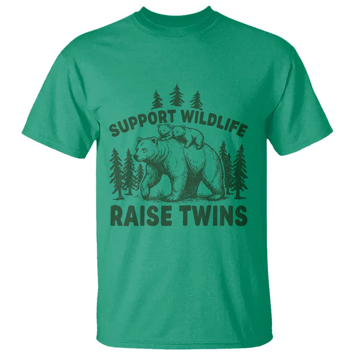 Support Wildlife Raise Twins T Shirt Twin Parent Mom Dad Bear Family