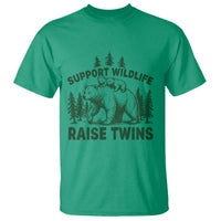 Support Wildlife Raise Twins T Shirt Twin Parent Mom Dad Bear Family