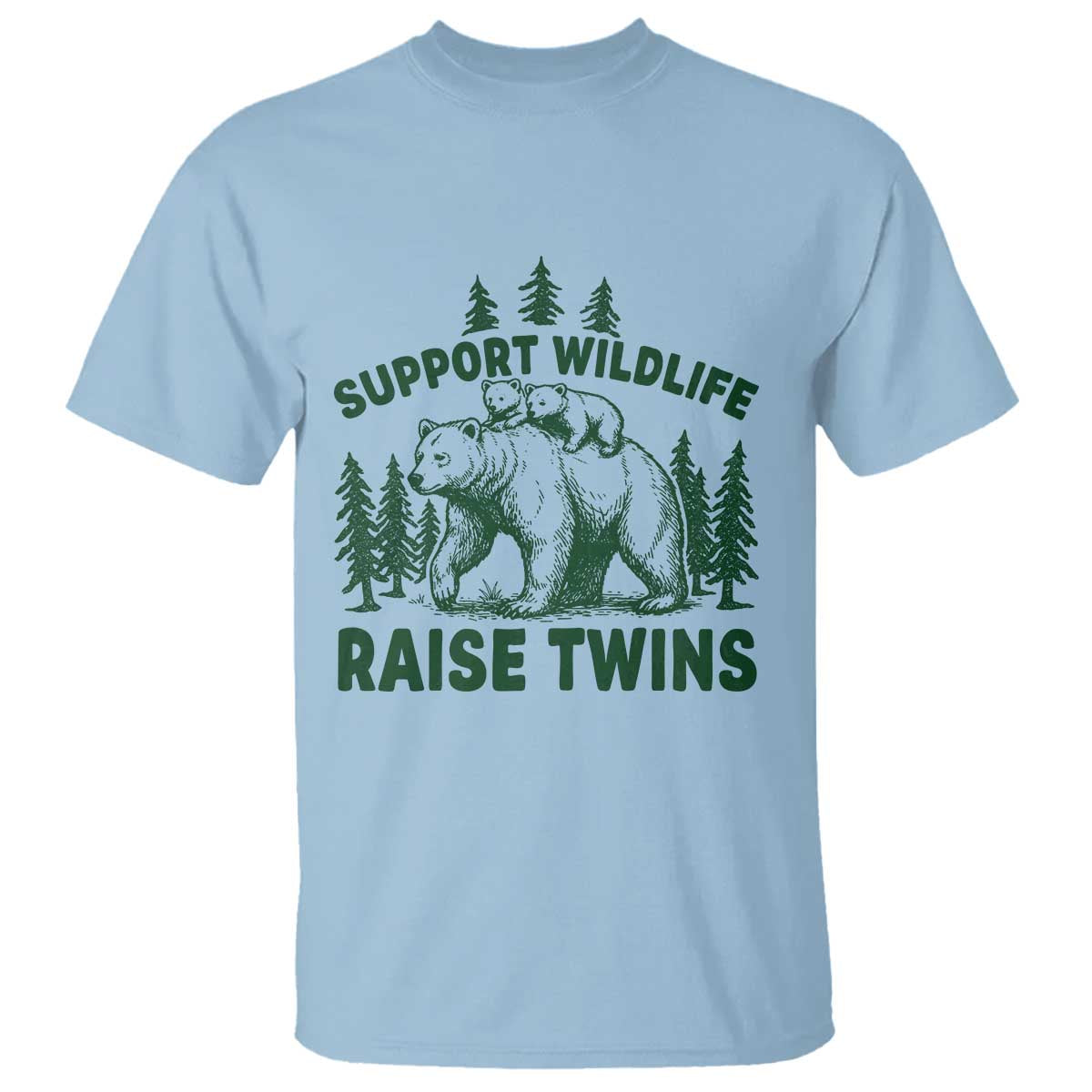Support Wildlife Raise Twins T Shirt Twin Parent Mom Dad Bear Family