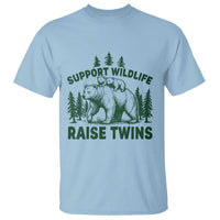 Support Wildlife Raise Twins T Shirt Twin Parent Mom Dad Bear Family