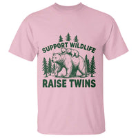 Support Wildlife Raise Twins T Shirt Twin Parent Mom Dad Bear Family