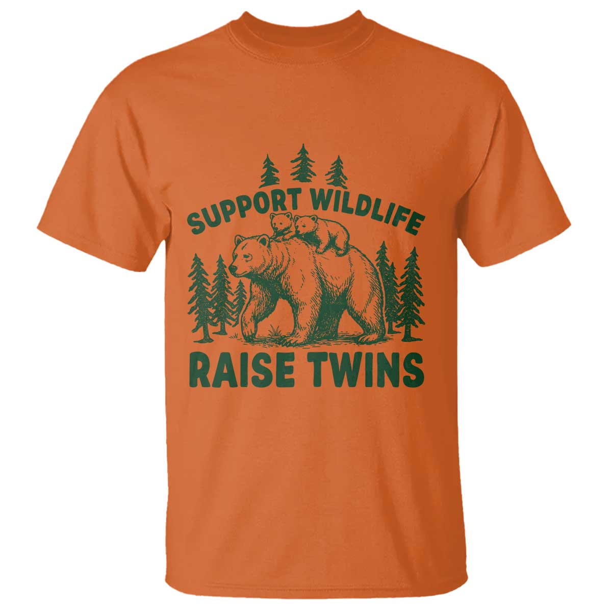 Support Wildlife Raise Twins T Shirt Twin Parent Mom Dad Bear Family