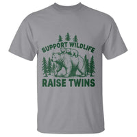 Support Wildlife Raise Twins T Shirt Twin Parent Mom Dad Bear Family